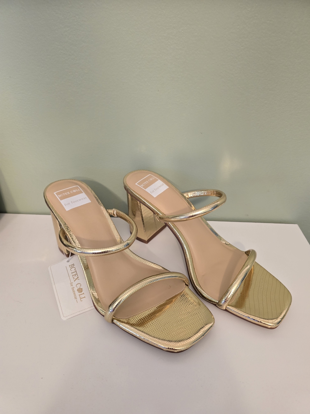 Gold Strappy Block Heel Sandals -